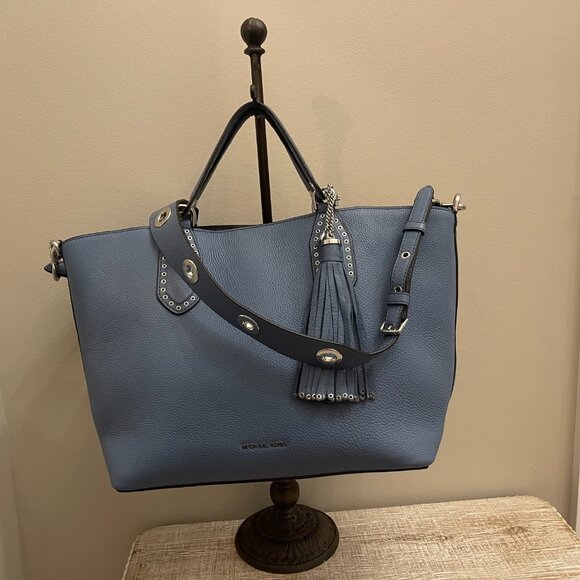 Michael Kors Slate Blue Satchel with Silver Details - Picture 3 of 10